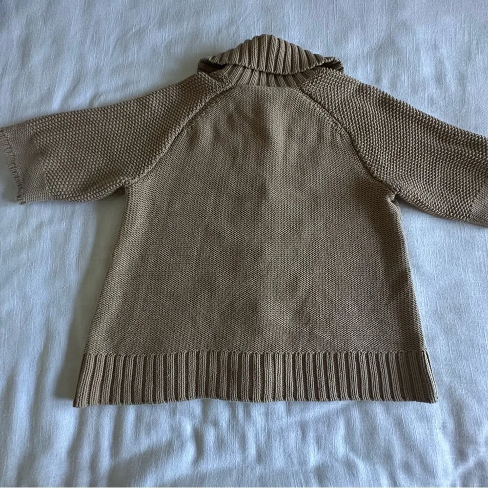 Chicos Sweater Womens 2 L Tan Chunky Cable Knit Short Sleeve Button Cardigan - Picture 7 of 9